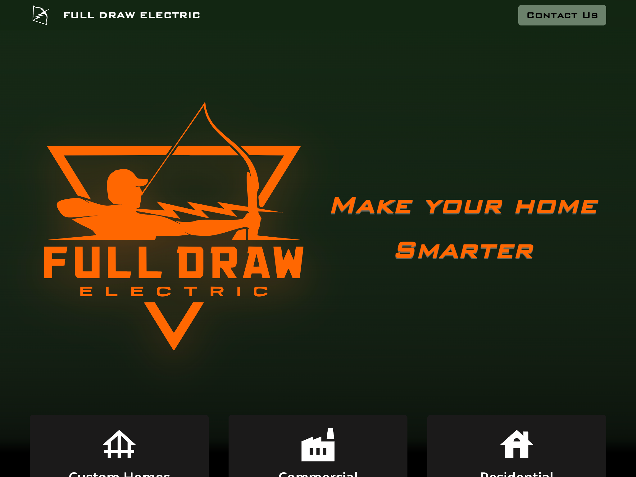 screenshot of Full Draw Electric website
