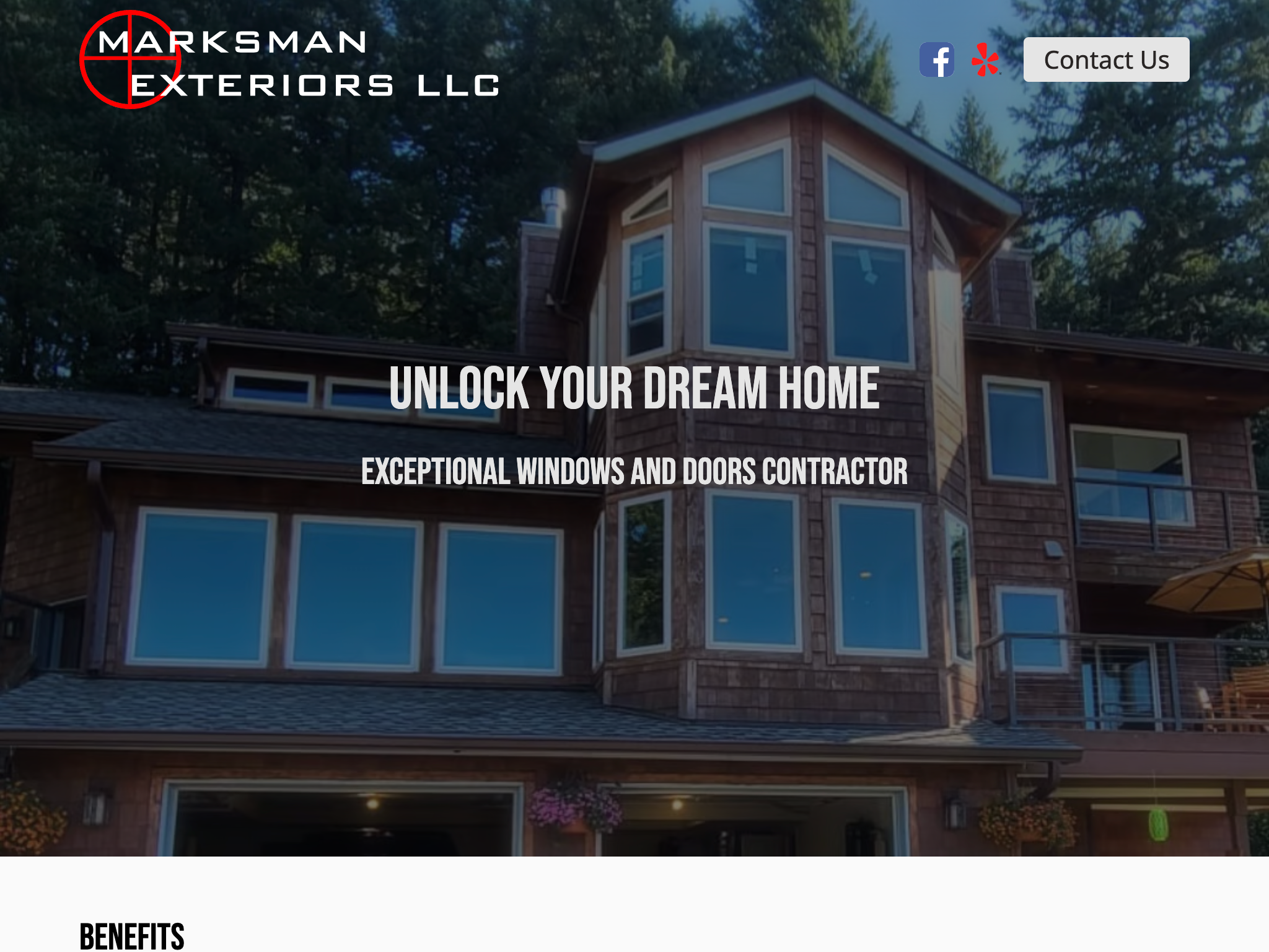 screenshot of Marksman Exteriors website